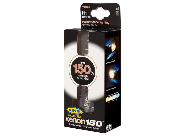 Ring Xenon150 H1 12v 55w Car Upgrade Headlight Headlamp 150% Brighter Bulbs