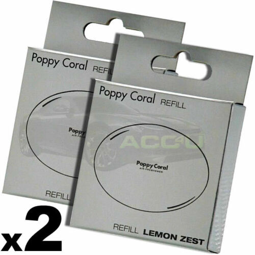2 x Richbrook Poppy Coral Lemon Zest Scent Fragrance Car Air Freshener Refill Cartridge