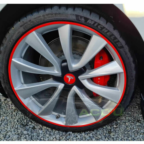 Rimblades LIGHT Car RED Alloy Wheel Rim Edge Rubber Protectors Styling Strip Kit +Caps