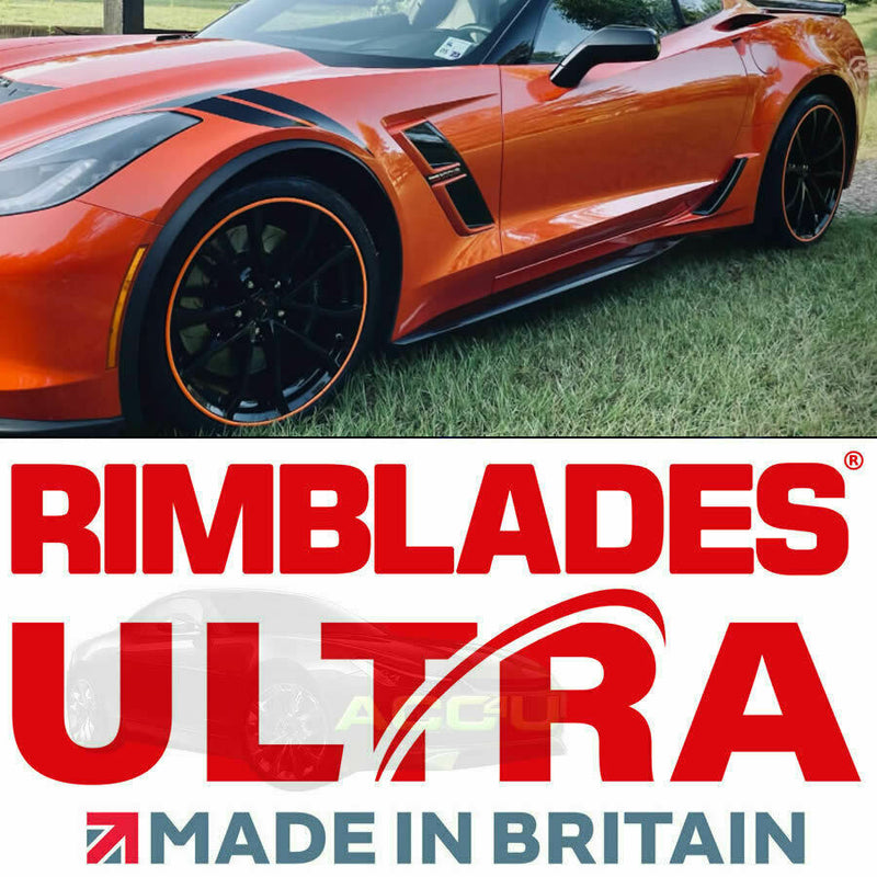 Rimblades ULTRA ORANGE Car 4x4 Alloy Wheel Rim Edge Protectors Styling Strip Kit +Caps