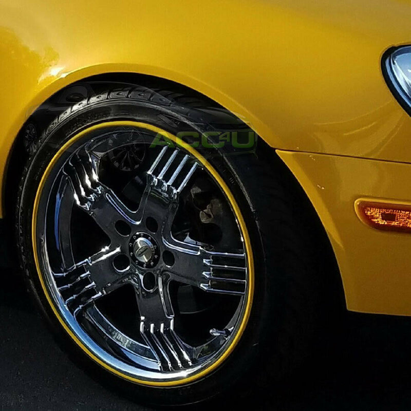 Rimblades ULTRA YELLOW Car 4x4 Alloy Wheel Rim Edge Protectors Styling Strip Kit +Caps