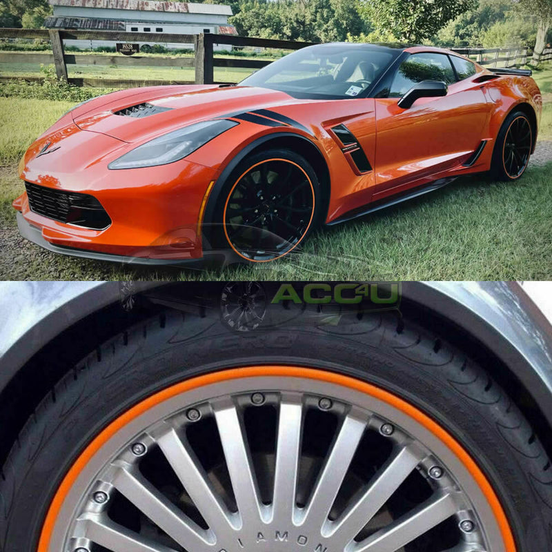 Rimblades ULTRA ORANGE Car 4x4 Alloy Wheel Rim Edge Protectors Styling Strip Kit +Caps