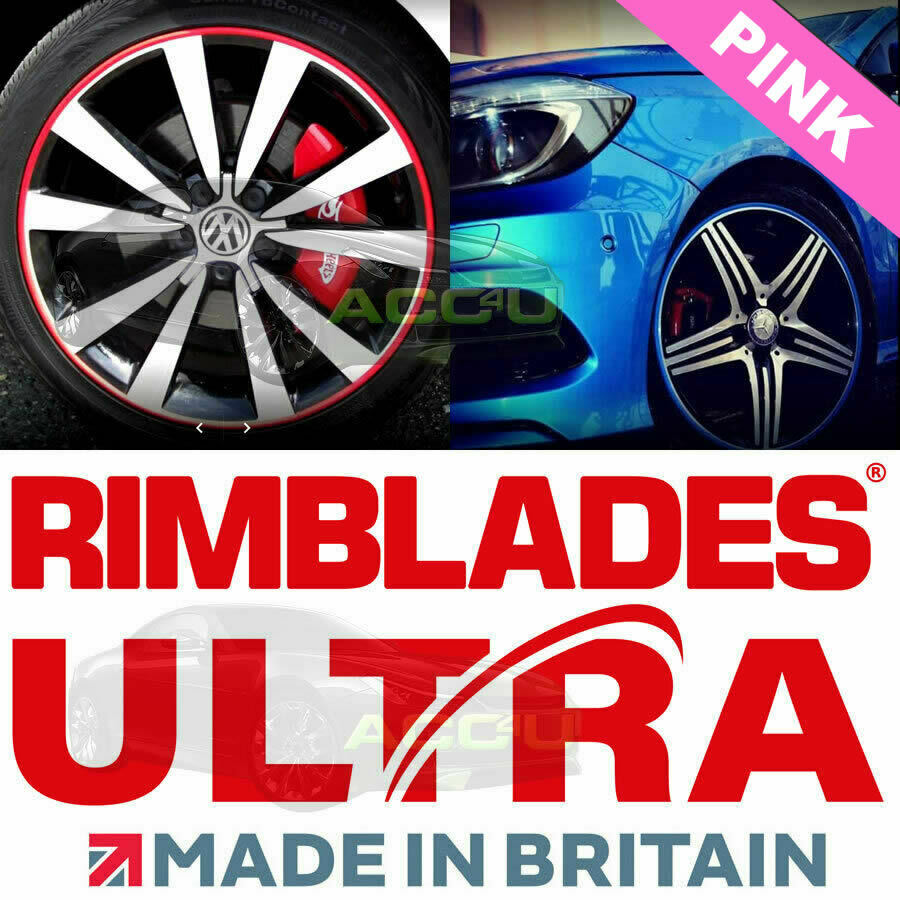Rimblades ULTRA PINK Car 4x4 Alloy Wheel Rim Edge Protectors Styling Strip Kit