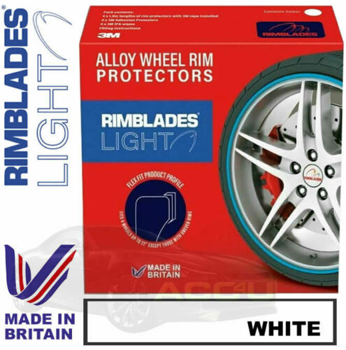 Rimblades LIGHT Car WHITE Alloy Wheel Rim Edge Rubber Protectors Styling Strip Kit