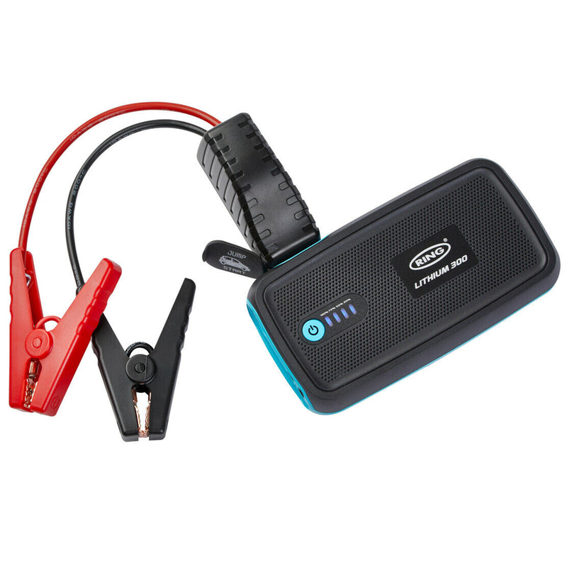 Ring RPPL300 12v 600A 3.0L Mini Portable Lithium Car Battery Jump Starter Power Bank +Caps