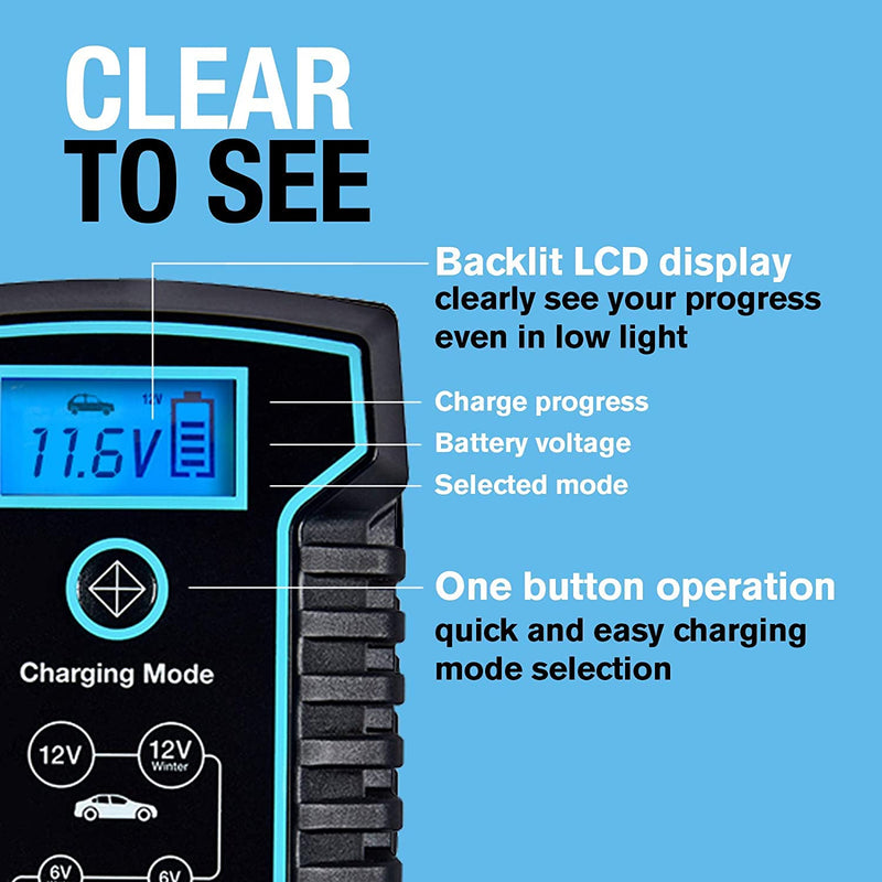 Ring RSC806 6v 12v 6A Start/Stop Car 4x4 Bike Smart Battery Charger & Maintainer +Caps