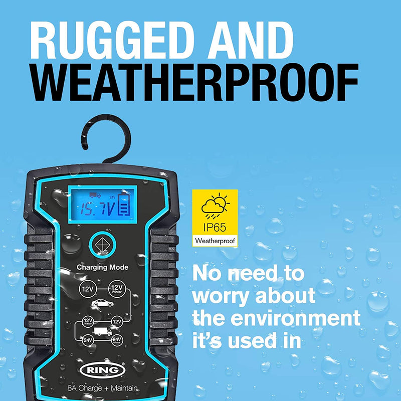 Ring RSC808 12v 24v 8A Start/Stop Car Van Truck Smart Battery Charger & Maintainer