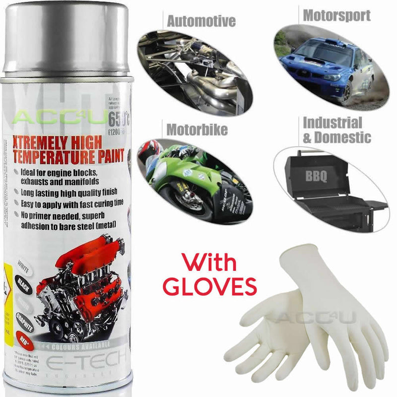 E-Tech SILVER XHT Xtremely High Temperature Car Engine Blocks Exhaust Spray Paint Can