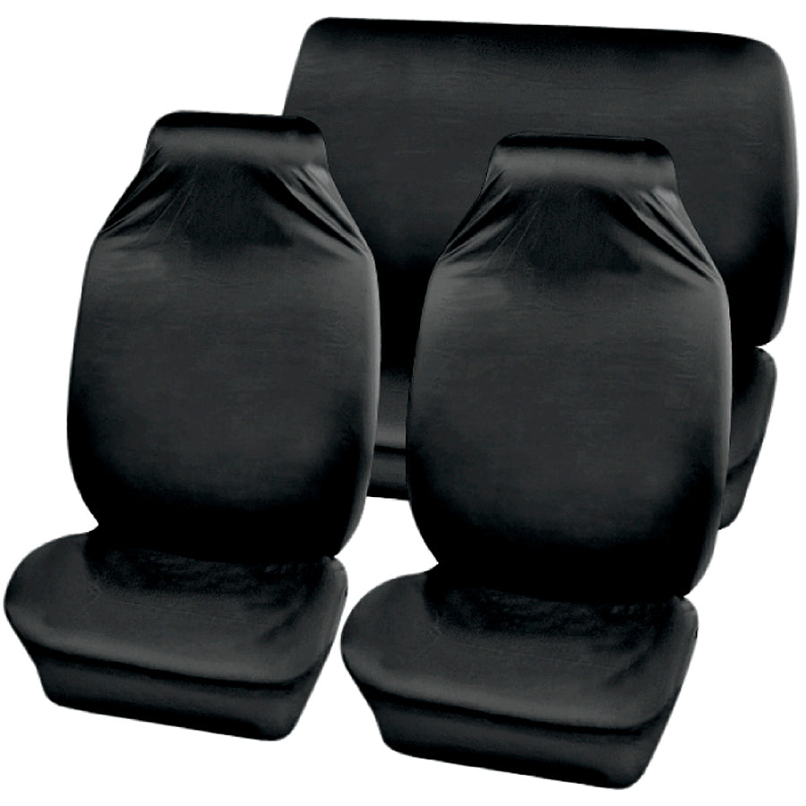 Black Waterproof Car Front Side Airbag Friendly Rear Seat Protectors Covers Full Set
