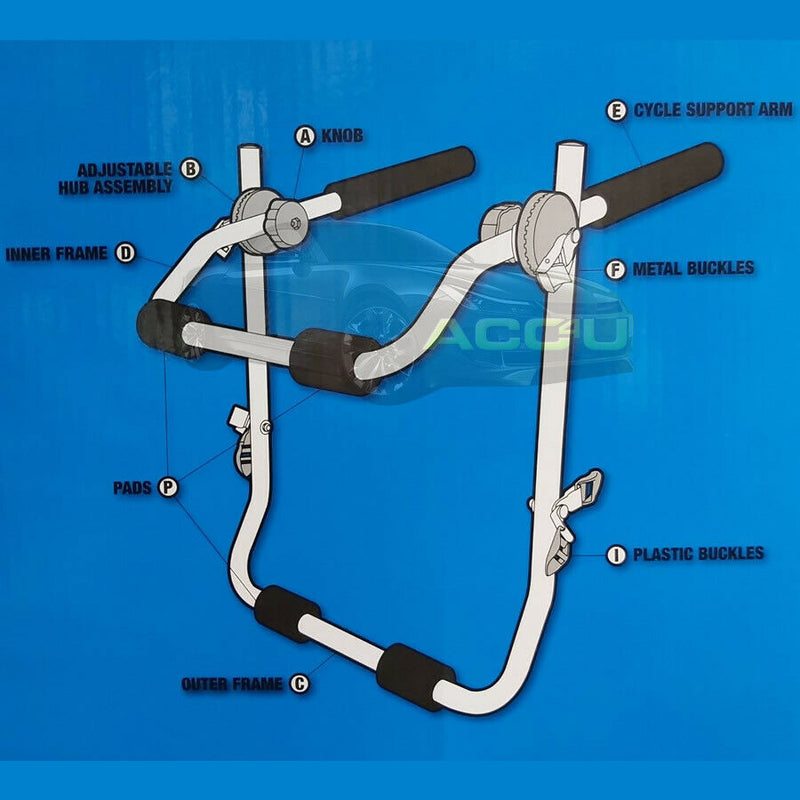 Summit SUM-613 4x4 Car Saloon Hatchback Rear Boot Mount 2 Cycle Carrier Rack