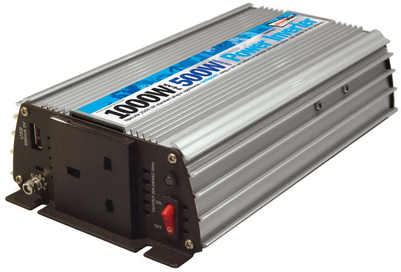 12v Car Battery to 230v Home Mains Socket USB 1000w Peak Power Inverter SWINV500