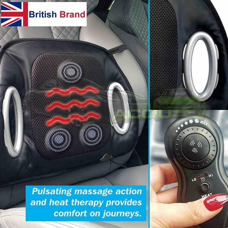 12v Car Seat Heated Massaging Pulsating Massage Lumbar Back Support Single Cushion