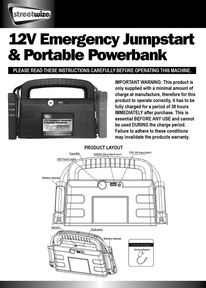 12v 650A Emergency Portable Lithium 5L Petrol 3L Diesel Car Battery Jump Starter Power Bank