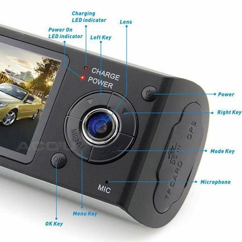In Car Taxi CCTV 2.7" Display GPS HD Front & Rear Dual Dash Cam Camera Video Journey Recorder