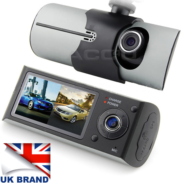 In Car Taxi CCTV 2.7" Display GPS HD Front & Rear Dual Dash Cam Camera Video Journey Recorder