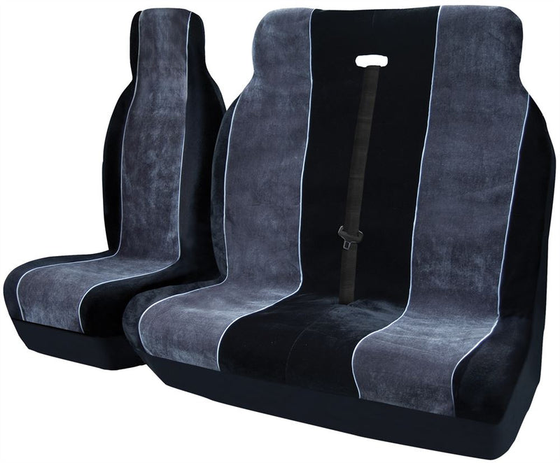 Alpha Luxury Grey Black Fabric Airbag Friendly Van Single Double Seat Covers Set