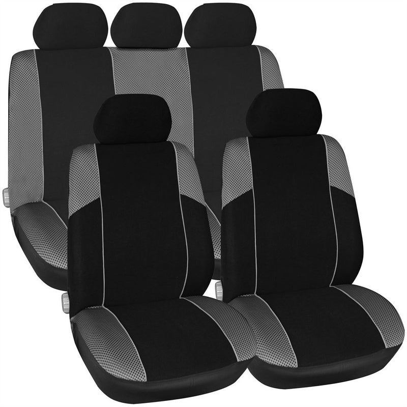 Arizona Black Grey Racing Style Airbag OK Car 50-50 60-40 Split Rear Seat Covers Set ST1