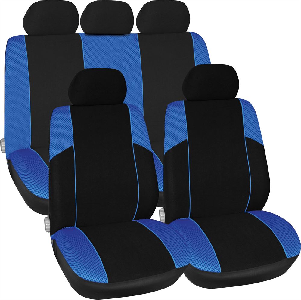 Arizona Black Blue Racing Style Airbag OK Car 50-50 60-40 Split Rear Seat Covers Set ST1