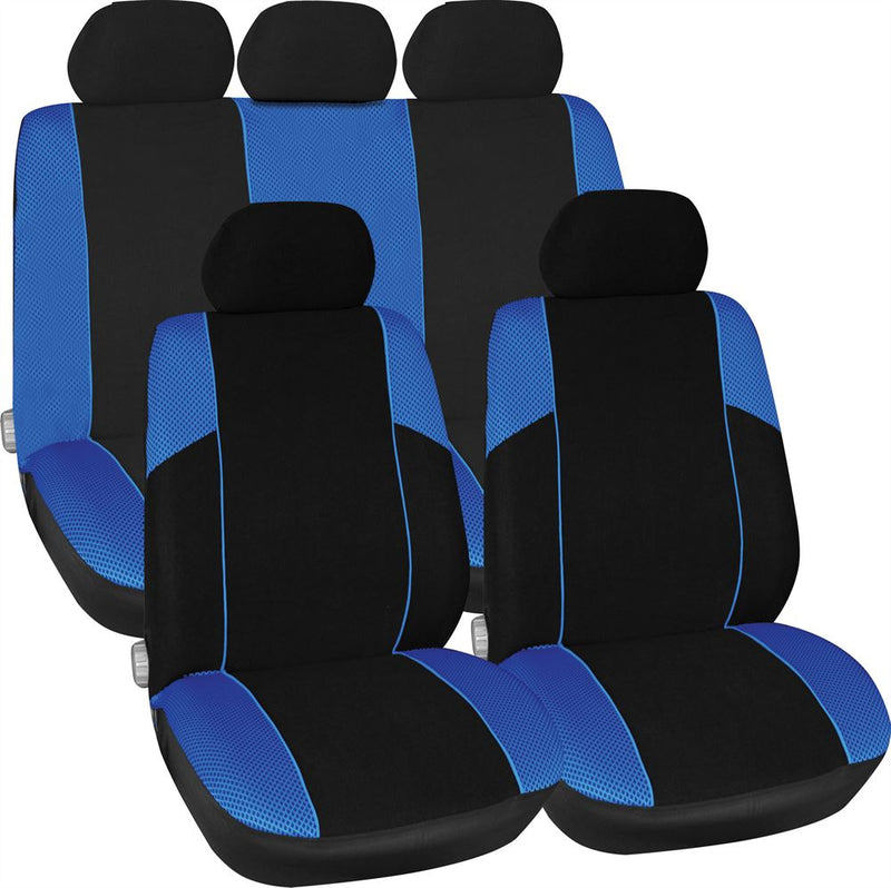 Arizona Black Blue Racing Style Airbag OK Car 50-50 60-40 Split Rear Seat Covers Set ST1