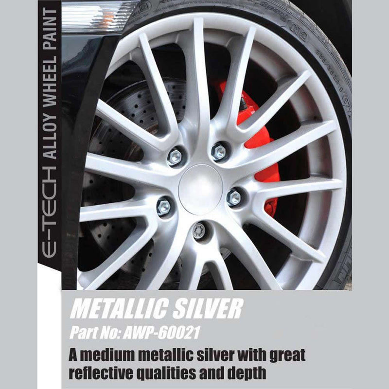 E-Tech METALLIC SILVER Car Alloy Wheel Wheels Refurbishment Spray Paint Can