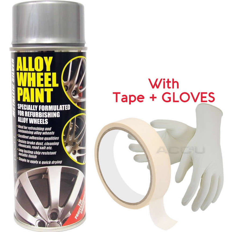 E-Tech METALLIC SILVER Car Alloy Wheel Wheels Refurbishment Spray Paint Can
