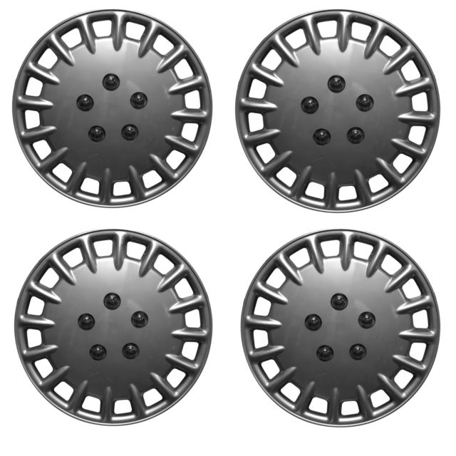 15" Silver Multi Spoke Design Car Wheel Trims Hub Caps Covers Set+Dust Caps+Ties