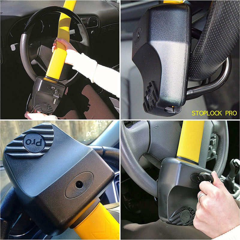 Stoplock PRO Professional High Security Anti Theft Car Van Steering Wheel Lock +Caps