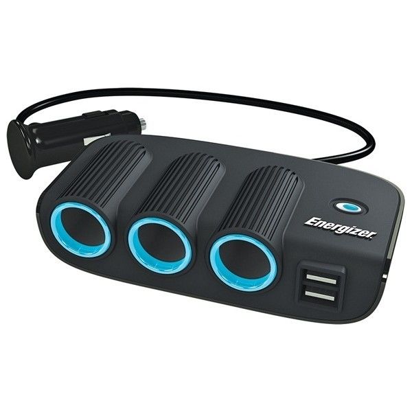 Energizer 50505 12v 24v 3 Way Car Lighter Multi Socket Twin USB Charger Power Adapter