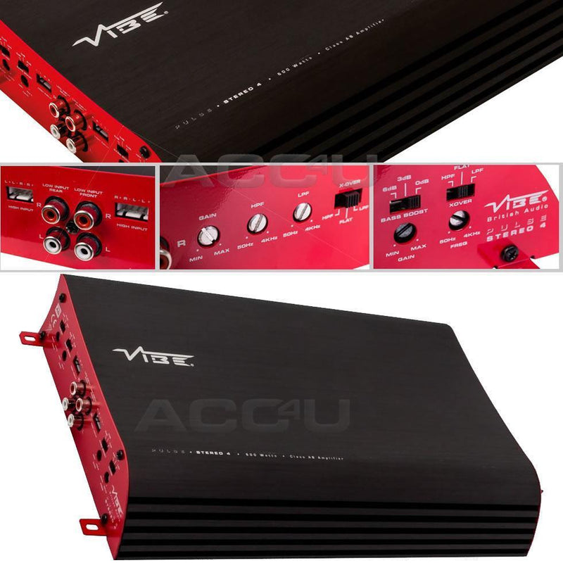 Vibe Audio PULSE S4 Stereo 4 600w 4 / 3 / 2 Multi Channel Car Bass Amp Amplifier