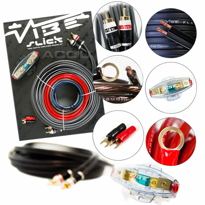 Vibe Audio Slick 8 Awg Gauge 1500 Watts System 12v Car Amp Amplifier Wiring Kit