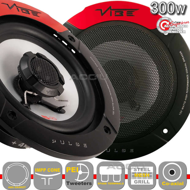 Vibe Audio Pulse Series 5 5.25" inch 300w Car Door Shelf Coaxial Speakers Set