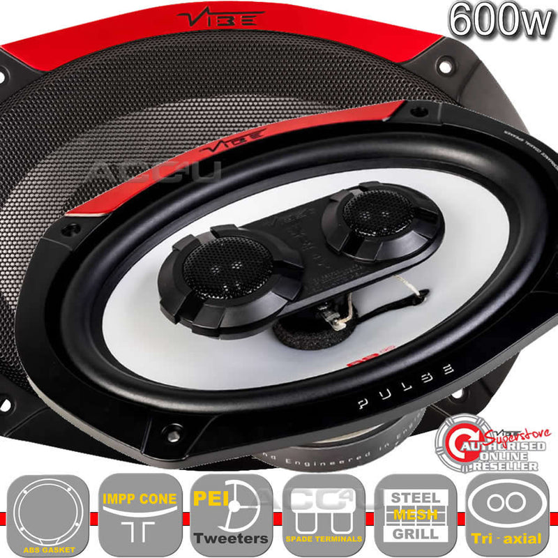 Vibe Pulse Series 69 6x9" inch 600w 3-Way Car Rear Parcel Shelf Coaxial Speakers Set