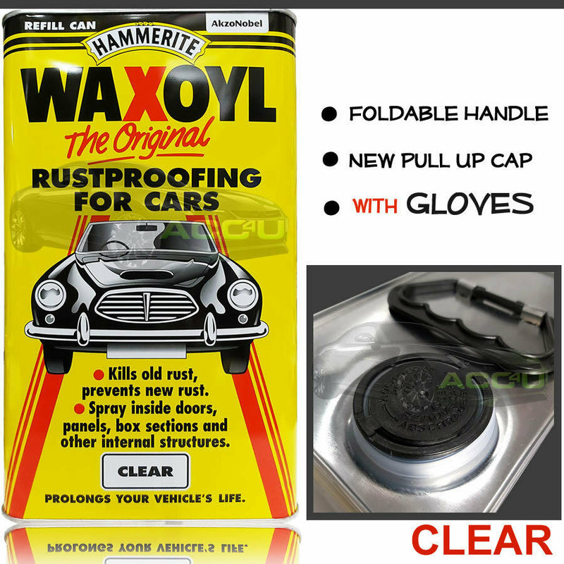 Hammerite Waxoyl CLEAR Car Underbody Seal Rust Proofing Treatment 5 LITRE Can+Gloves