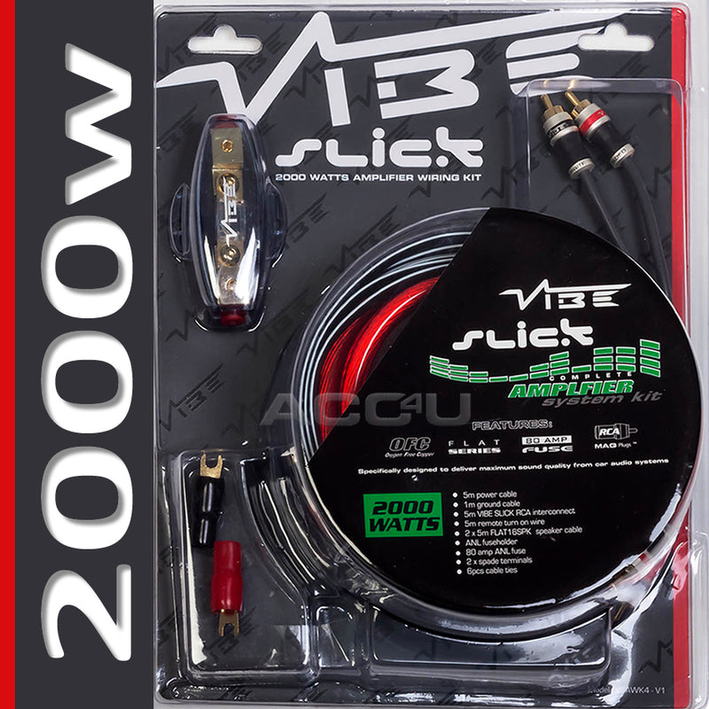 Vibe Audio Slick 12v 4 Awg Gauge 2000 Watts System Car Amp Amplifier Wiring Kit