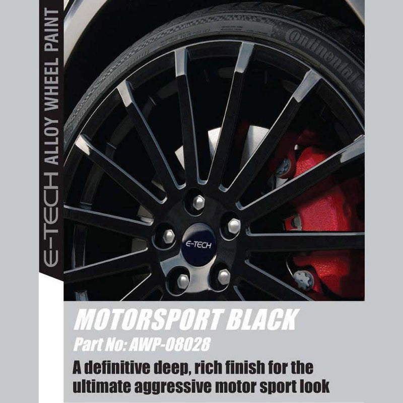 E-Tech MOTORSPORT BLACK Car Alloy Wheel Wheels Refurbishment Spray Paint Can