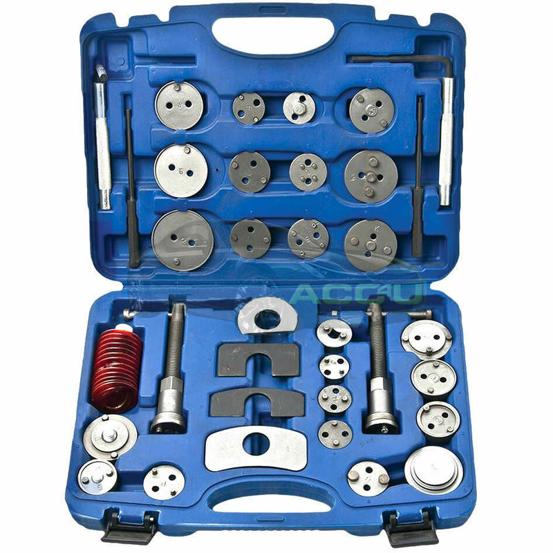 Streetwize 35 Pcs Carbon Steel Car Brake Caliper Piston Rewind Wind Back Tool Kit Set +Caps