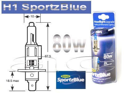 Ring H1 Sportz Blue White Xenon Look 12v 80w Car Upgrade Headlight Headlamp Bulbs