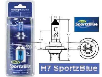 Ring H7 Sportz Blue White Xenon Look 12v 80w Car Upgrade Headlight Headlamp Bulbs