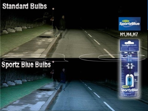 Ring H4 Sportz Blue White Xenon Look 12v 100w Car Upgrade Headlight Headlamp Bulbs