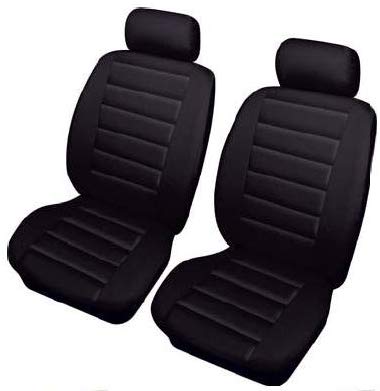 Black Soft Supple Quilted Leather Look Airbag Friendly Car Front Pair Only Seat Covers Set