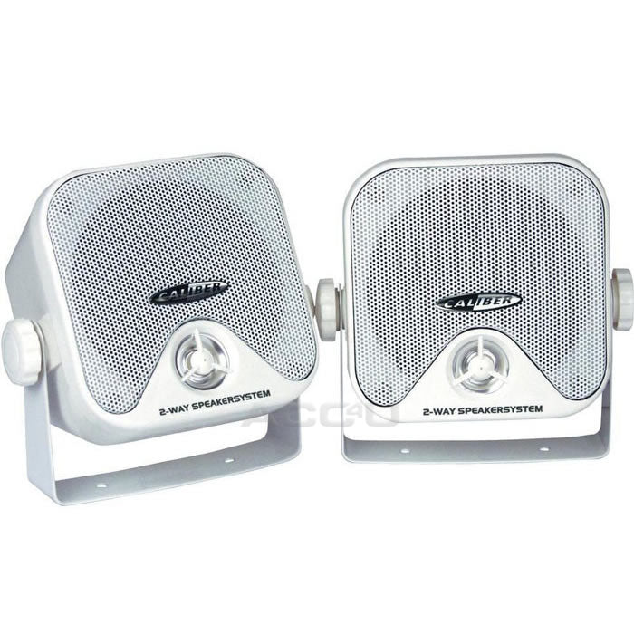 Caliber CSB3M Car Van Motorhome Boat Water Resistant White Pod Speakers With Brackets