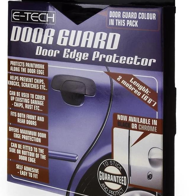 E-Tech BLACK Slip On Self Adhesive Car Door Edge Guard Protector Strip 2 Meter Roll