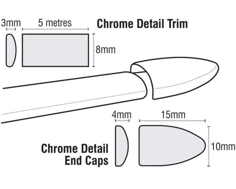 E-Tech 8mm CHROME Car Detail Body Door Trim Lights Bumper Protection Styling Strip Kit