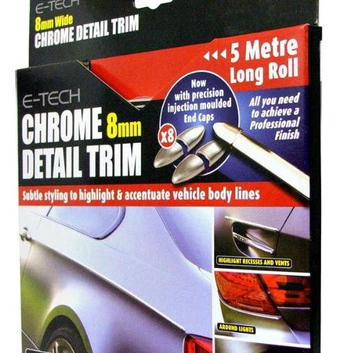 E-Tech 8mm CHROME Car Detail Body Door Trim Lights Bumper Protection Styling Strip Kit