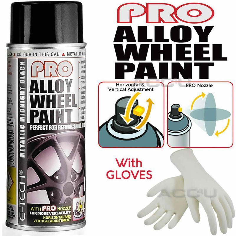 E-Tech PRO 704 Metallic Midnight Black Car Alloy Wheel Wheels Spray Paint Can