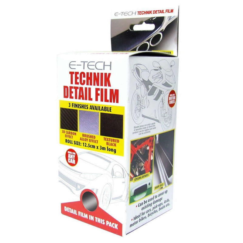 E-Tech Textured Black Car Body Bumper Door Sills Trim Detail Styling Strip Film Roll