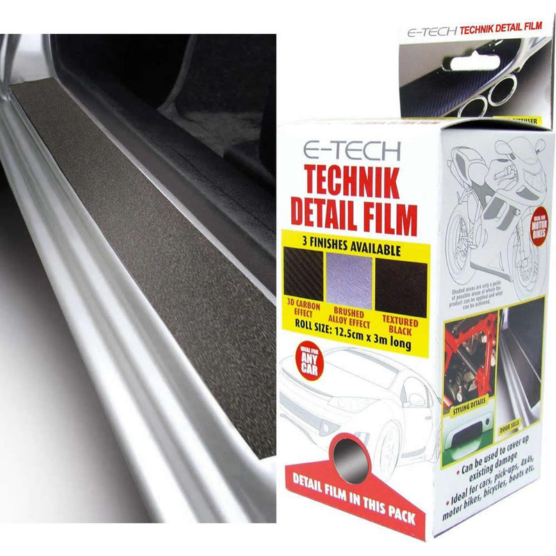 E-Tech Textured Black Car Body Bumper Door Sills Trim Detail Styling Strip Film Roll