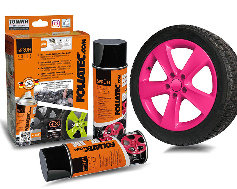 Foliatec Pink FT2080 Car Alloy Wheels Bike Boat Peelable Protective Film Spray Paint Set