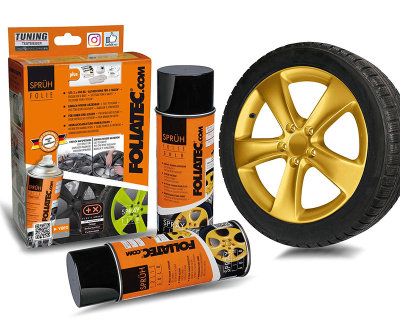 Foliatec Gold FT2047 Car Alloy Wheels Bike Boat Peelable Protective Film Spray Paint Set