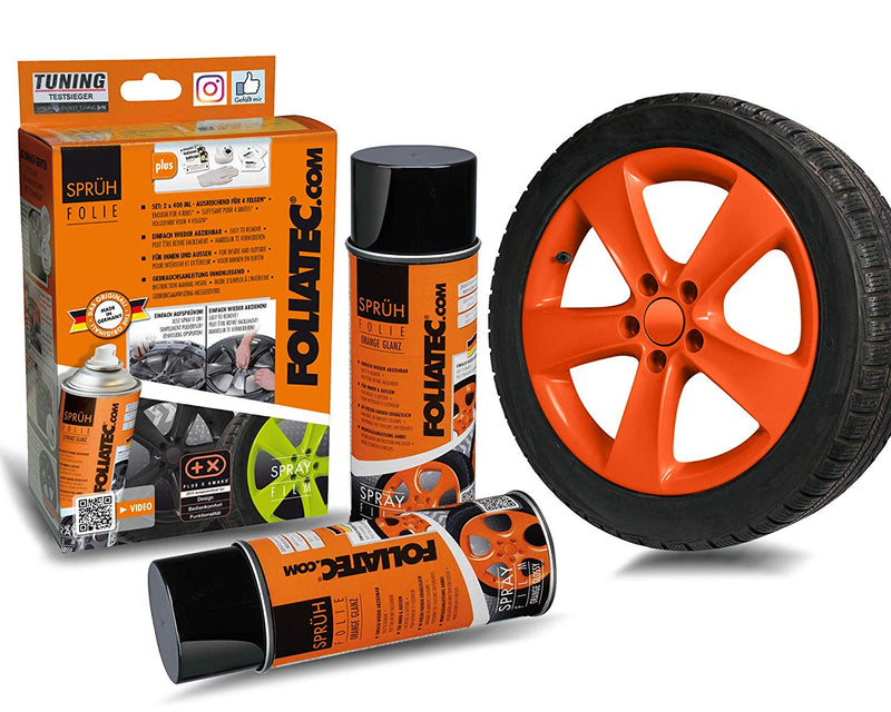 Foliatec Orange FT2057 Car Alloy Wheels Bike Boat Peelable Protective Film Spray Paint Set